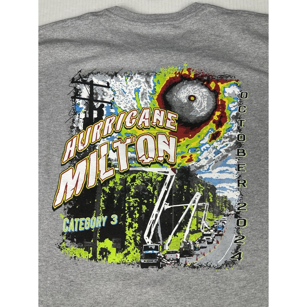Lineman Barn T-Shirt XL Hurricane Milton 2024 Power Lines Rap Tee Linejunk USA